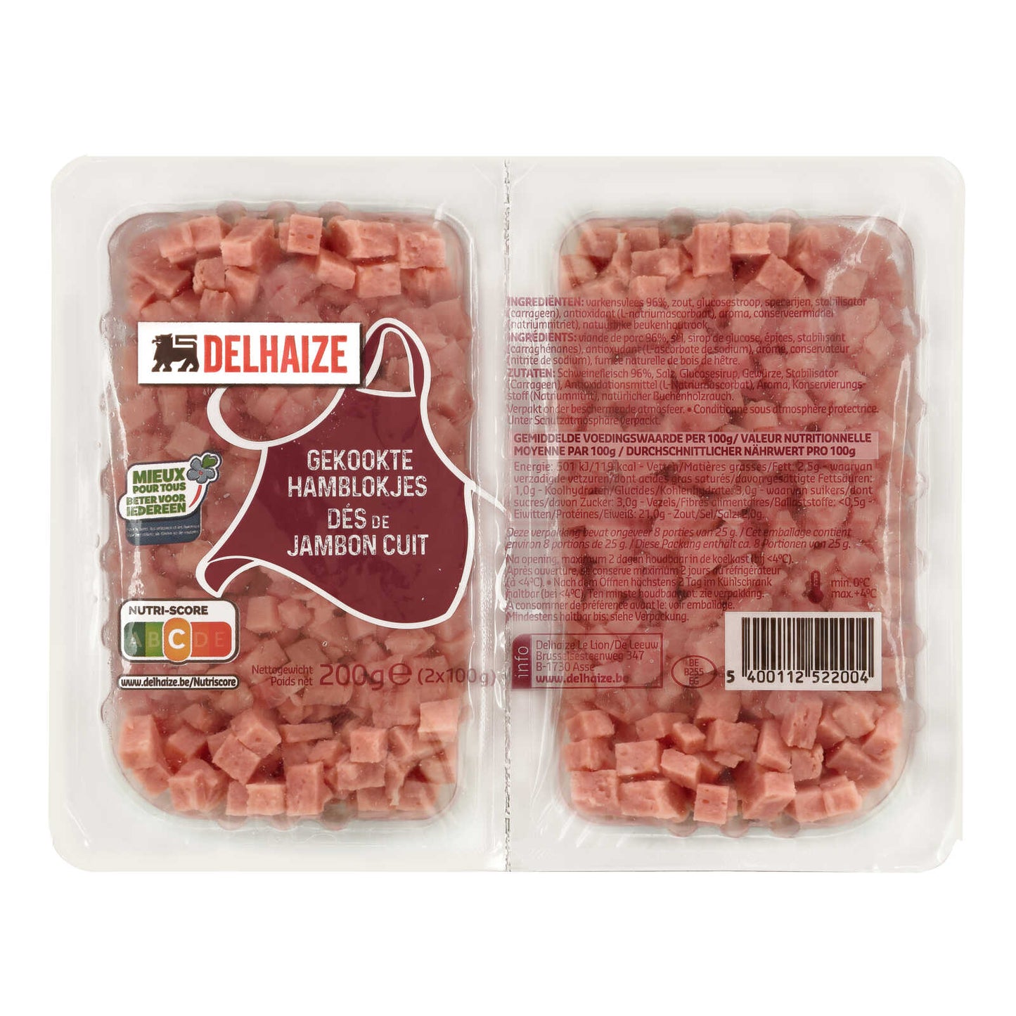 Dés de jambon cuit | Max. 5% vetten | 9,95 €/kg | 200 gr