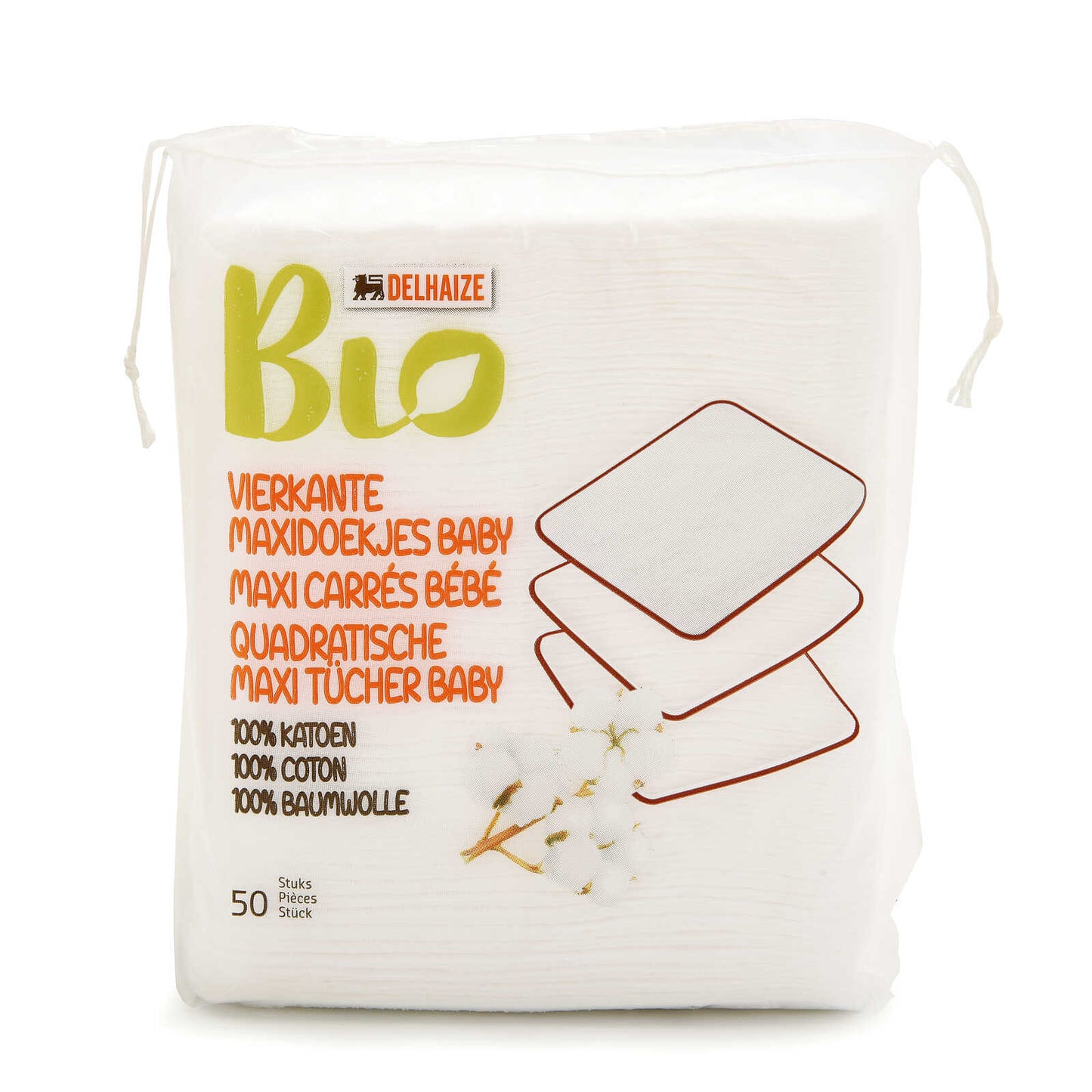 Disques ouatée | Bébé | Carré | Maxi | Bio | 0,05 €/pc | 50 pc