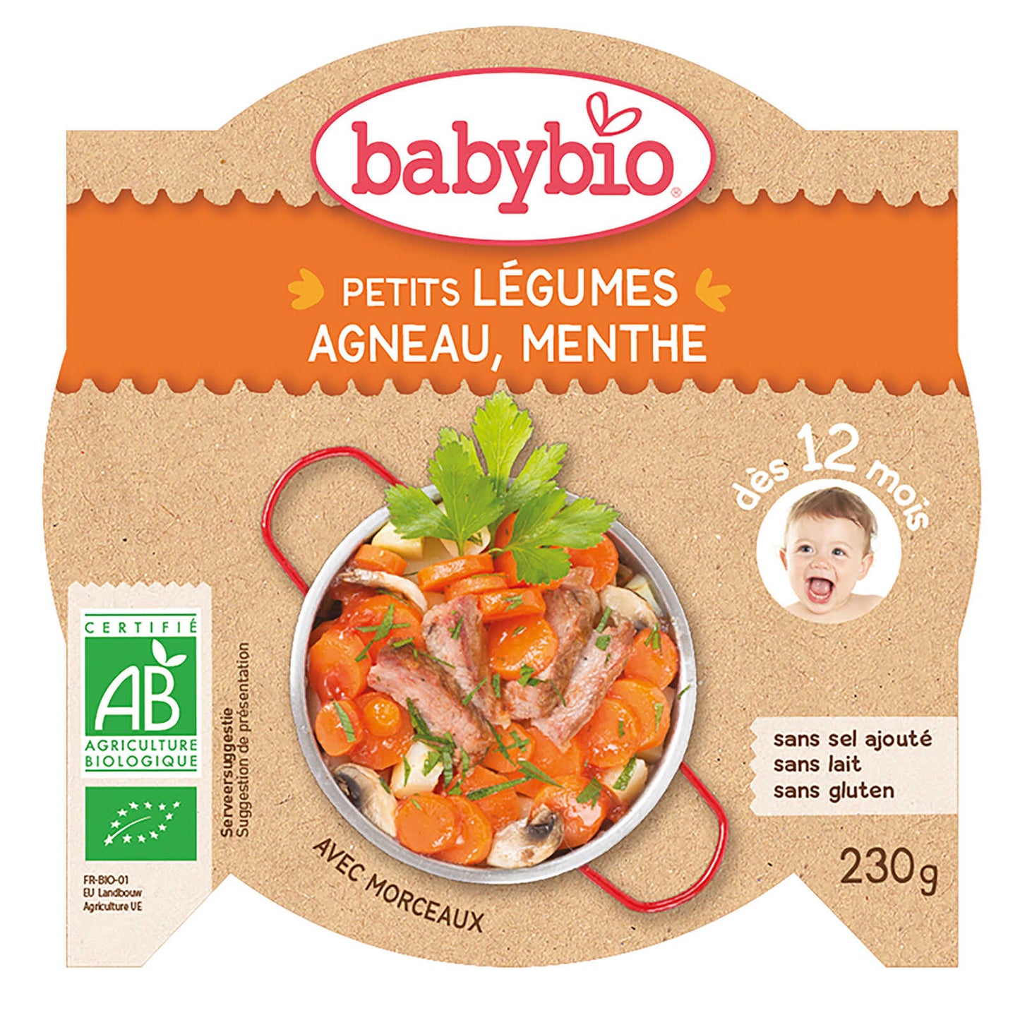 Repas | Agneau Légumes | 12M | Bio | 13,70 €/kg | 230 gr