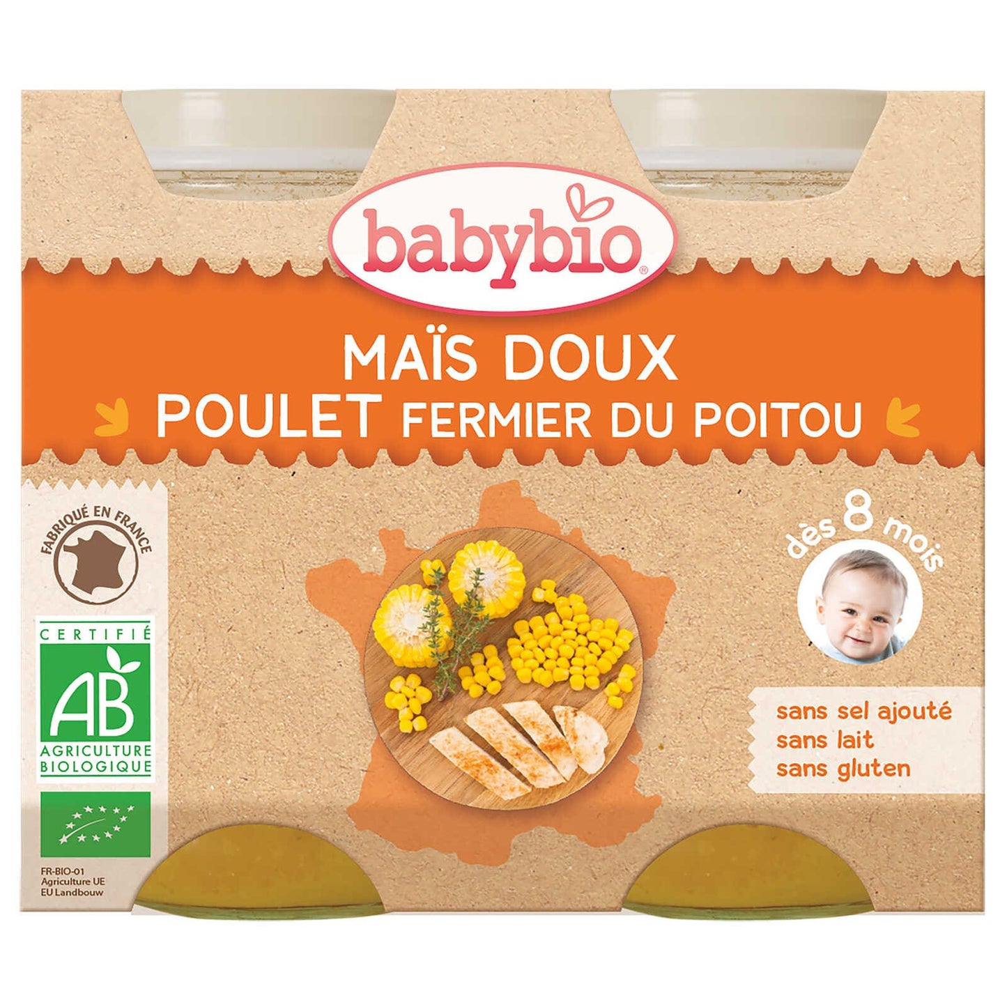 Repas | Maïs doux Poulet | 8M | Bio | 10,48 €/kg | 400 gr
