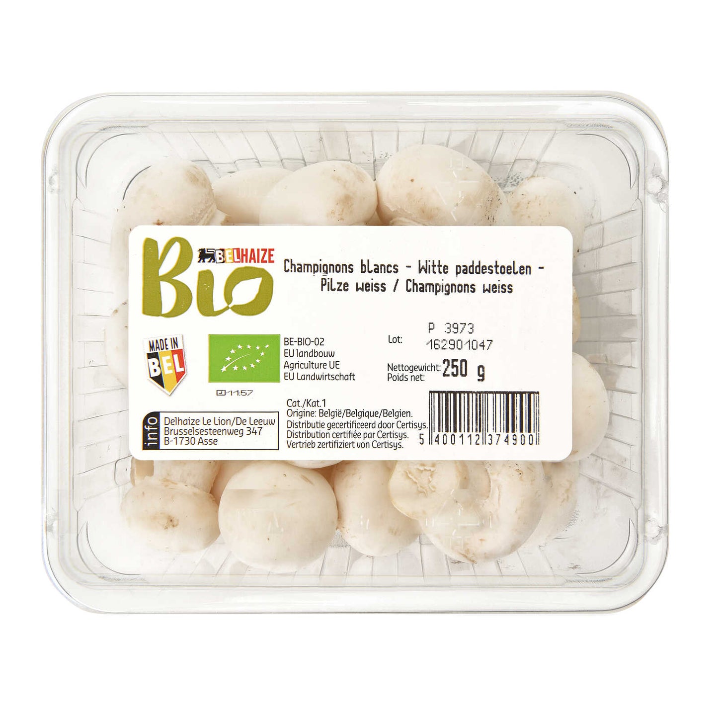 Champignons blancs | Belges | Bio | 7,96 €/kg | 250 gr