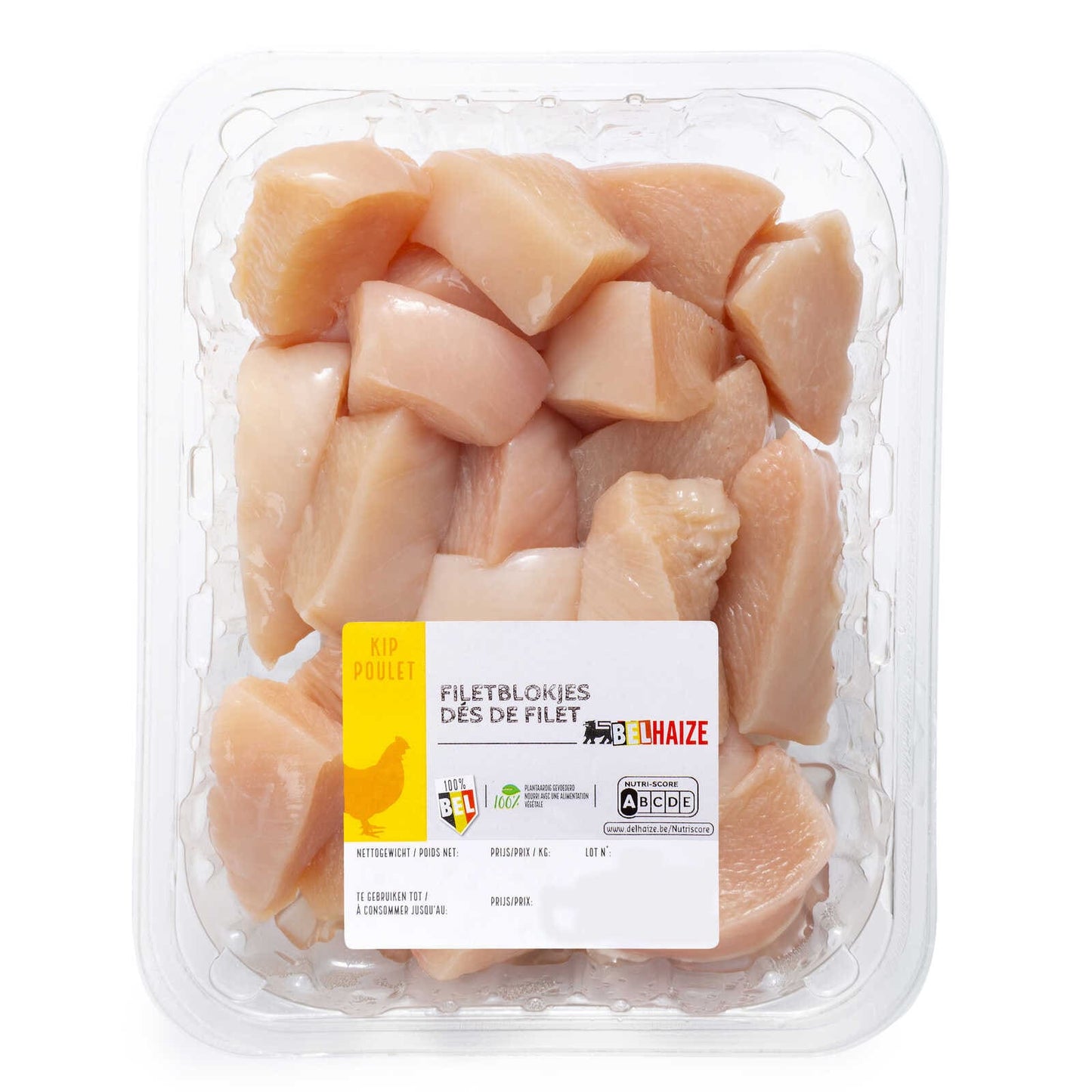 Cubes de filet | Poulet | +/- 5,60 € | +/- 400 gr
