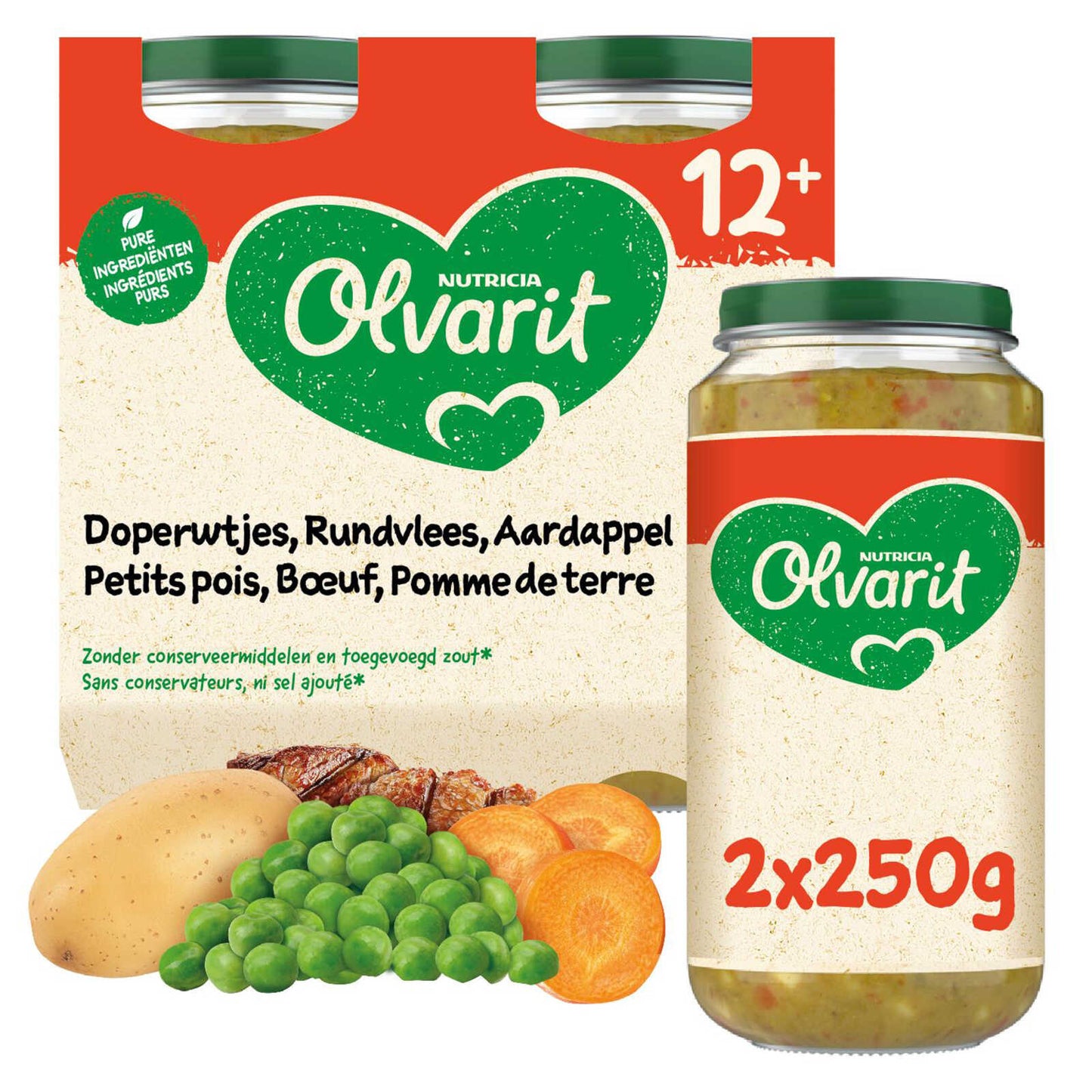 Repas | Petit pois Boeuf Pomme de terre | 12M | 9,18 €/kg | 2 x 250 gr
