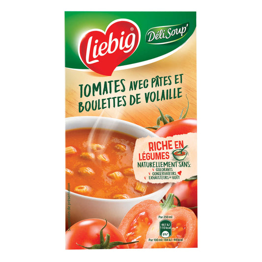 Soupe | Tomate-Pâtes-Boulettes de volaille | 4,99 €/l | 1 l
