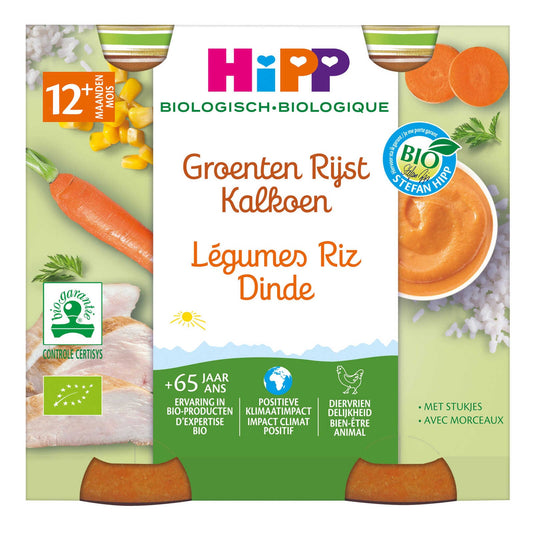 Légumes-Riz-Dinde | Bio | 12M | 8,58 €/kg | 2 x 250 gr