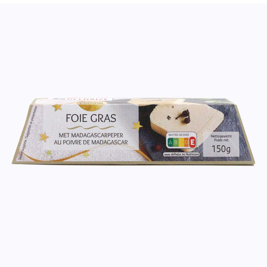 Foie gras | Canard | Poivre Madagascar | Sans gluten | Sans lactose | 83,27 €/kg | 150 gr