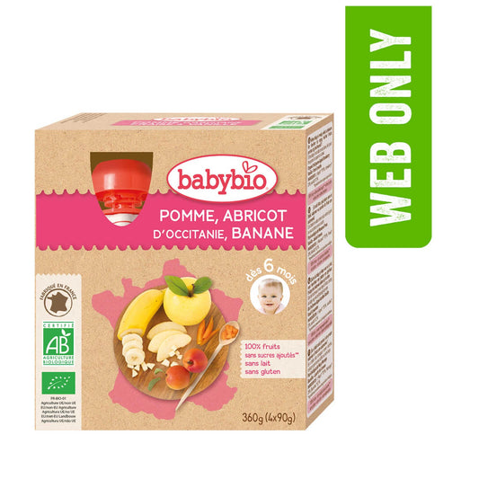 Gourde | Abricot Banane Pomme | 6M | Bio | 13,03 €/kg | 4 x 90 gr
