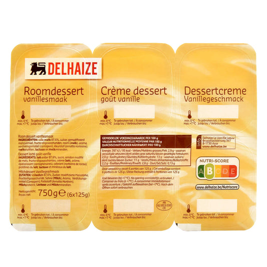 Crème dessert | Vanille | 1,93 €/kg | 6 x 125 gr