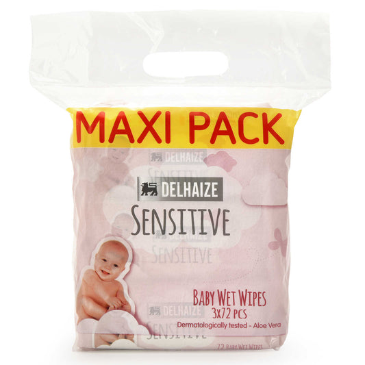 Lingettes | Bébé | Humide | Sensitive | Maxi pack | 0,01 €/pc | 216 pc