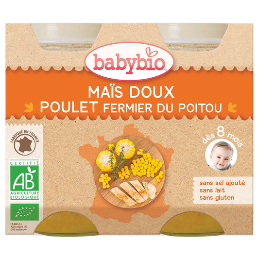 Repas | Maïs doux Poulet | 8M | Bio | 10,48 €/kg | 400 gr