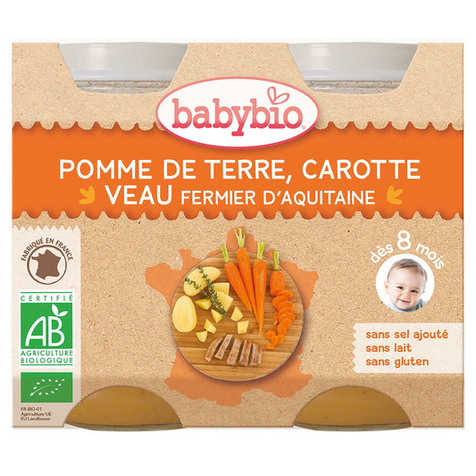 Repas | Pomme de terre Carotte Veau | 8M | Bio | 9,98 €/kg | 400 gr