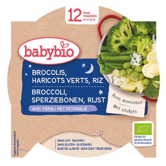 Repas | Brocoli Haricots verts Riz | 12M | Bio | 12,13 €/kg | 230 gr