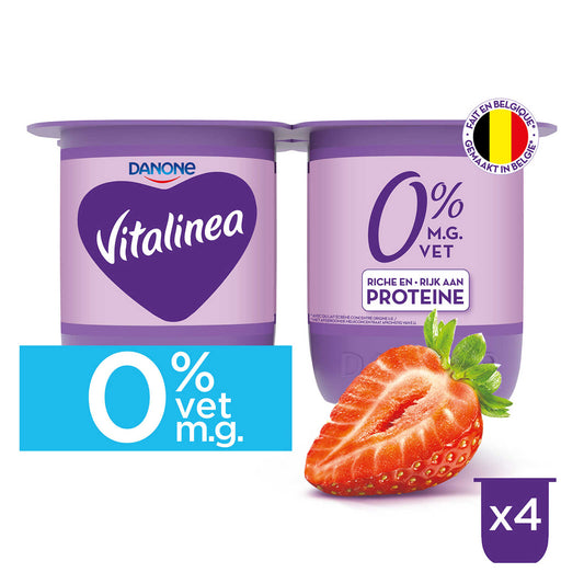 Yaourt | Fruit | Fraise | 0% m.g. | Vitamine D | 6,70 €/kg | 4 x 125 gr