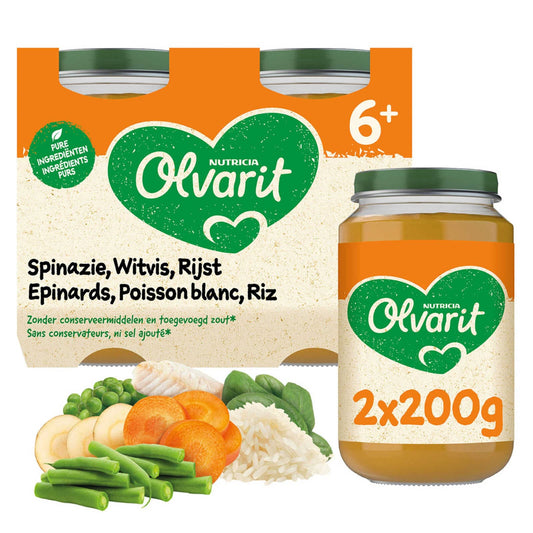 Repas | Epinards Poisson blanc Riz | 6M | 9,98 €/kg | 2 x 200 gr