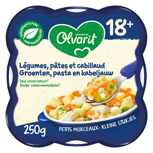 Plat | Legumes Pates Cabillaud | 18M | 12,20 €/kg | 250 gr