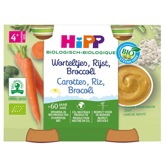 Repas | Carottes Riz Brocolis | 4M | Bio | 10,92 €/kg | 2 x 190 gr