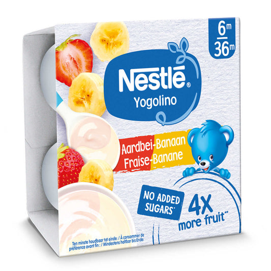 Laitage | Fraise Banane | Bébé | 6 mois | 9,86 €/kg | 4 x 90 gr