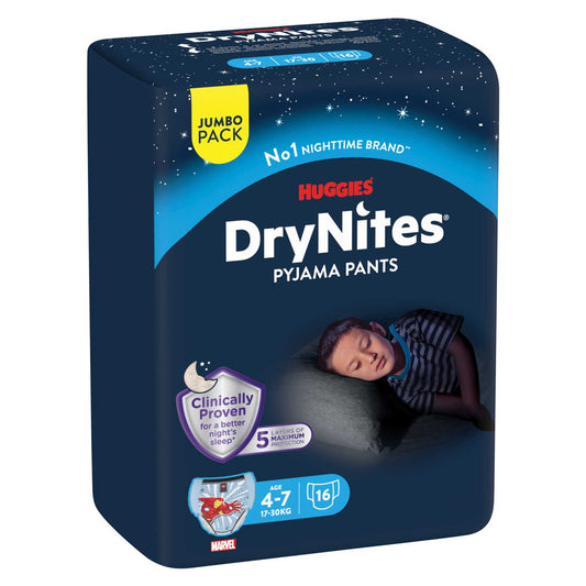 Culottes de nuit | Garçon | Absorbant | 4-7 ans | 0,72 €/pc | 16 pc