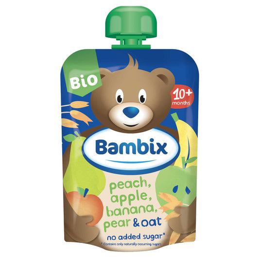 Gourde | Poire Pêche Avoine | 10M | Bio | 14,50 €/kg | 100 gr