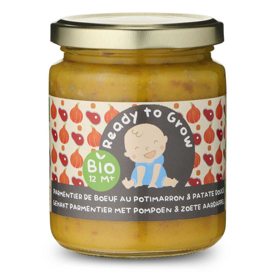 Panade bébé fraiche | Parmentier boeuf | Potiron | 12M | Bio | 20,21 €/kg | 240 gr