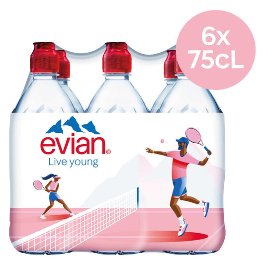 Eau minérale|Non pétillante|Bouchon sport|PET | 1,58 €/l | 6 x 75 cl