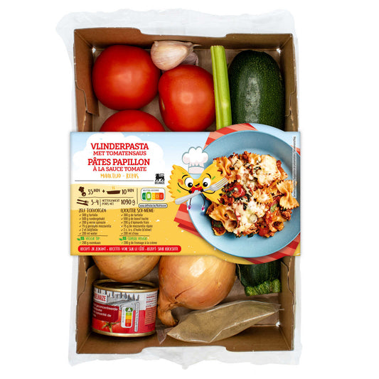 Boîte de repas | Pâtes papillon à la sauce | 6,13 €/kg | 944 gr