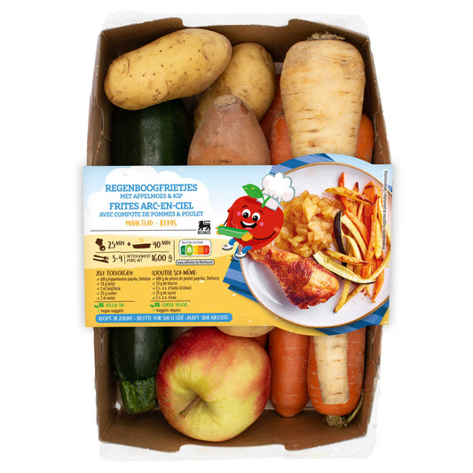 Boîte de repas | Frites arc-en-ciel | Poule | 3,62 €/kg | 1,6 kg
