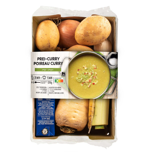 Boîte de repas | Soupe poireaux curry | 3,96 €/kg | 1,21 kg
