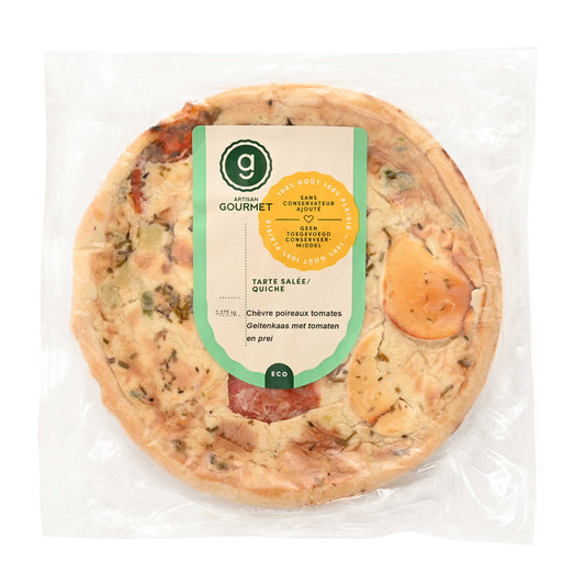Quiche | Fromage chèvre | Poirreaux | Tomates | 23,44 €/kg | 375 gr