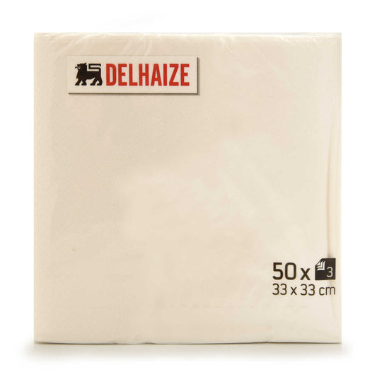 Serviettes | blanc | 3 plis | 33x33cm | 0,04 €/pc | 50 pc