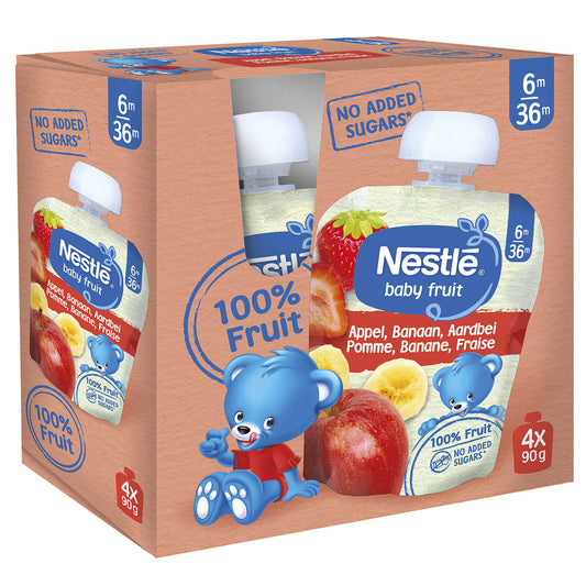 Fruit | Pomme Banane Fraise | Gourde Bébé | 6 mois | 16,08 €/kg | 4 x 90 gr