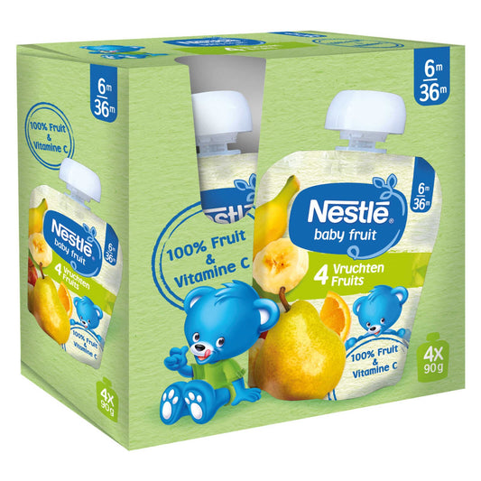 Fruit | 4 Fruits | Gourde Bébé | 6 mois | 16,08 €/kg | 4 x 90 gr