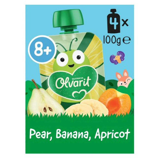 Gourde | Abricot Poire Banane | 8M | 12,48 €/kg | 4 x 100 gr