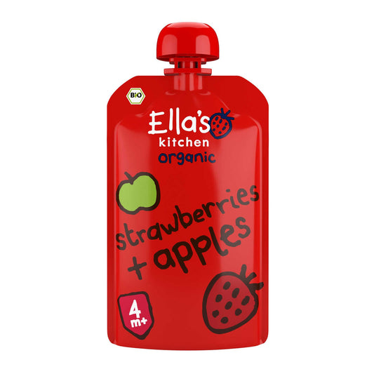 Gourde | Fraise Pomme | 4M | Bio | 16,25 €/kg | 120 gr