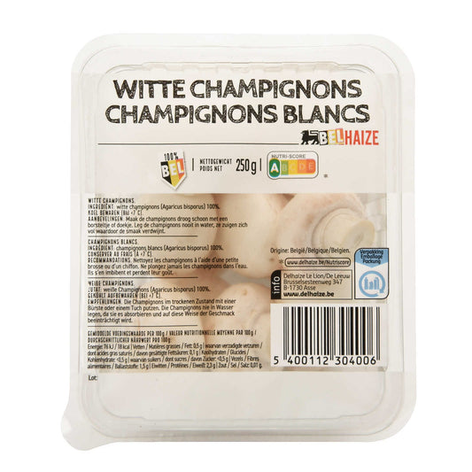 Champignons blancs| Belges | 5,96 €/kg | 250 gr